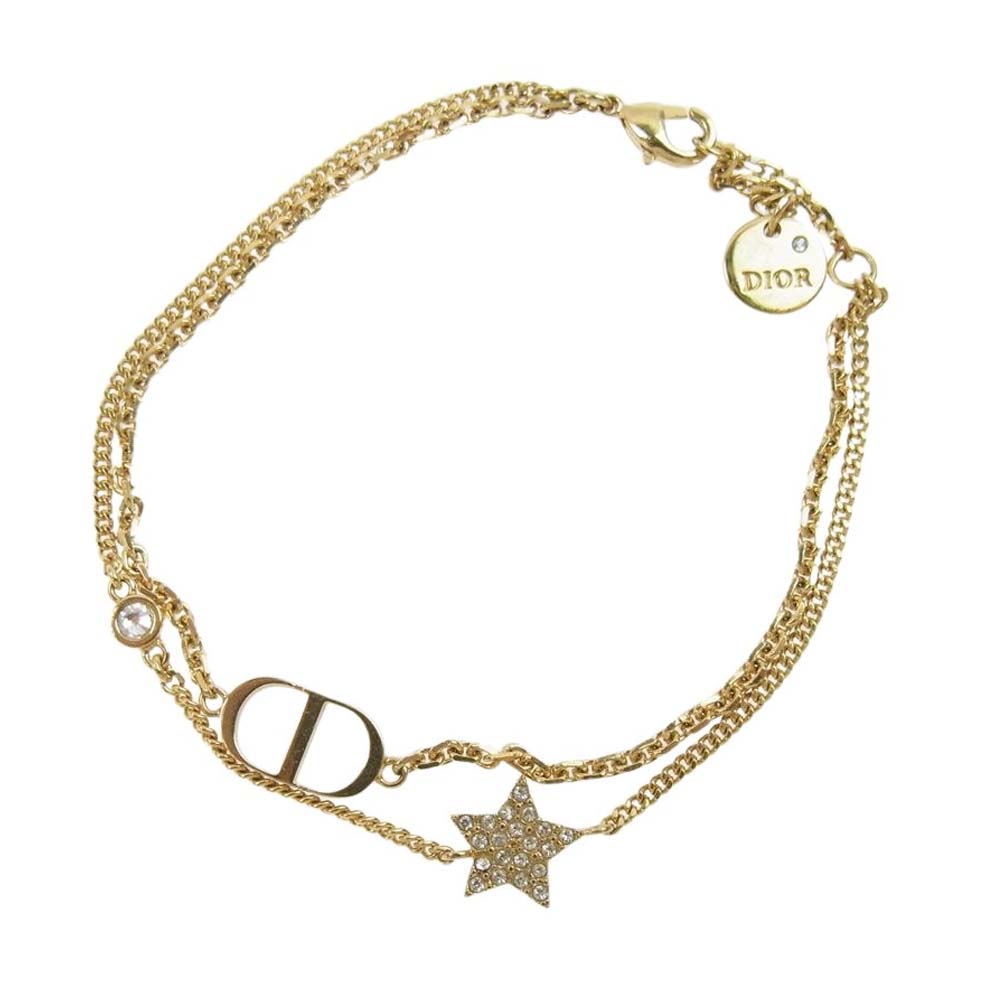 Dior ディオール B1133PMTCY D301 CDロゴ ラインストーン スター ダブル ブレスレット ゴールド系【中古】