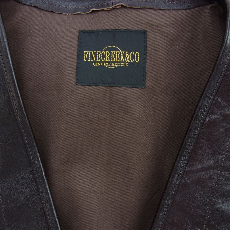 FINE CREEK LEATHERS ファインクリークレザー CVE002 FINE CREEK ＆CO Jefferson ジェファーソン ベジタン ホースハイド レザー ベスト ブラウン系 38【新古品】【未使用】【中古】