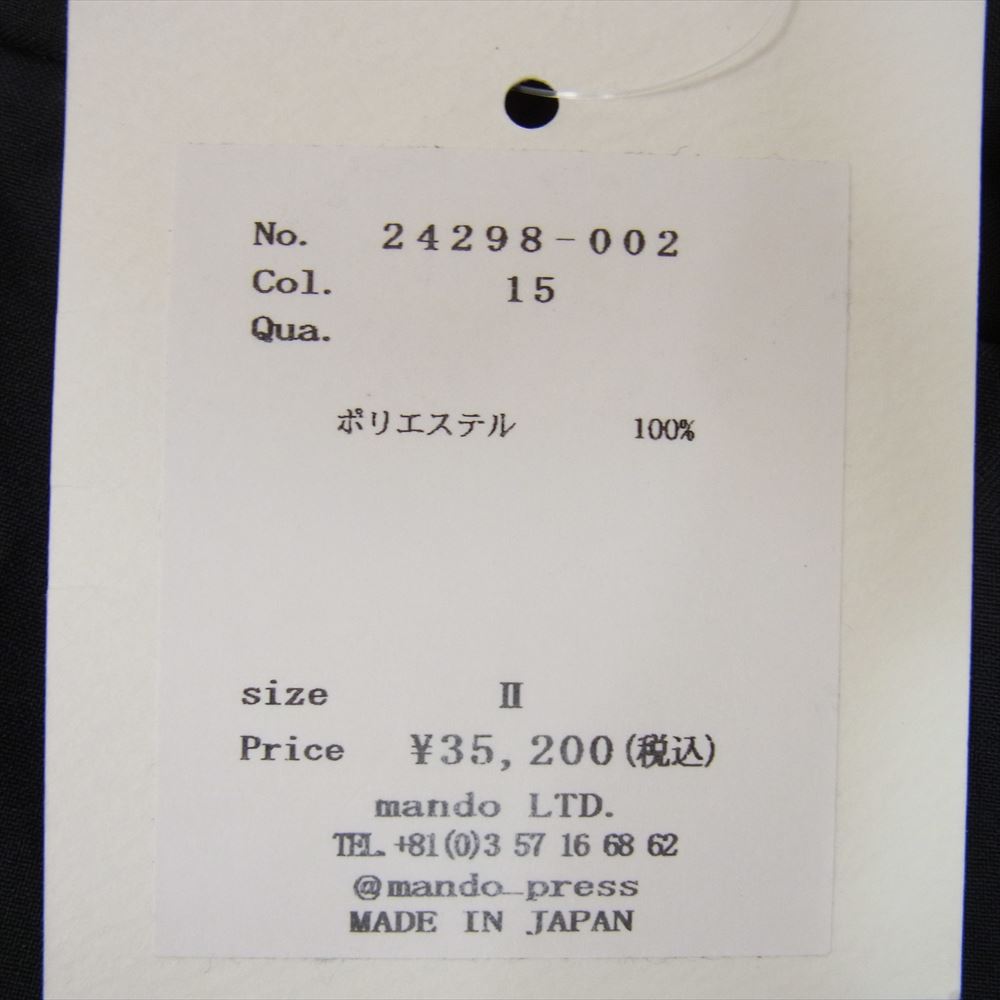 Mando マンド 24SS 24298-002 ポリエステル 2プリーツ テーパード パンツ ボトム ブラック系 II【中古】