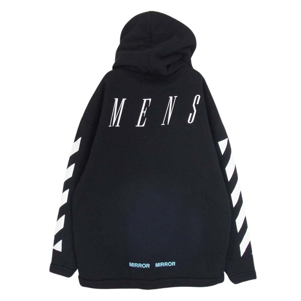 OFF-WHITE オフホワイト 17SS Fern embroidered リーフ刺繍 プルオーバー パーカー ブラック系 S【中古】