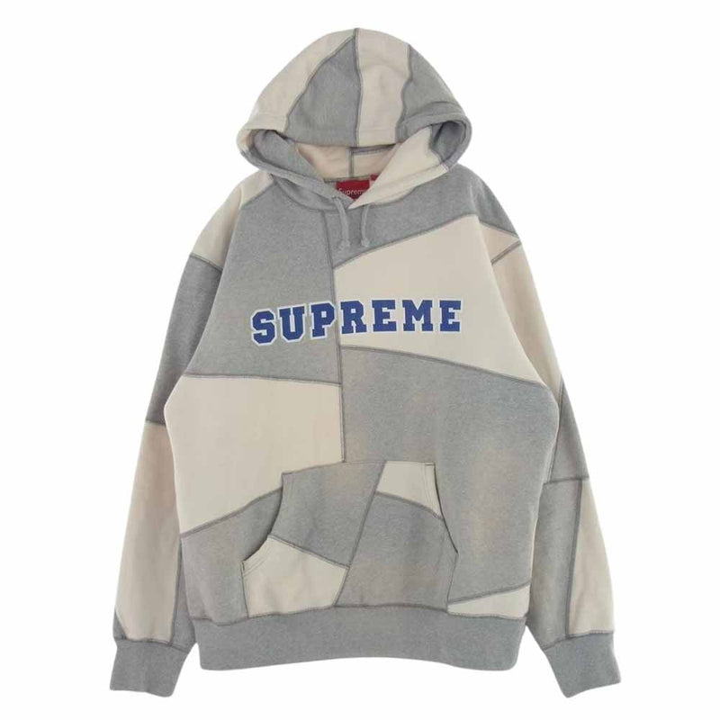 Supreme シュプリーム 20AW Patchwork Hooded Sweatshirt パッチワーク フーデッド スウェット シャツ 長袖 パーカー ホワイト系 グレー系 L【中古】