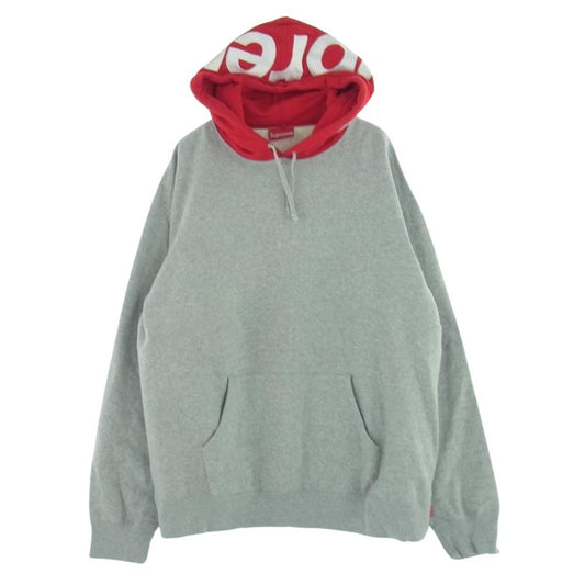 Supreme シュプリーム 21AW Contrast Hooded Sweatshirt コントラスト フーデッド スウェット パーカー グレー系 レッド系 XXL【中古】