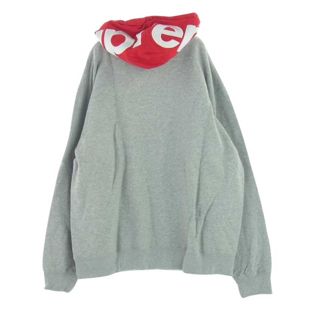 Supreme シュプリーム 21AW Contrast Hooded Sweatshirt コントラスト フーデッド スウェット パーカー グレー系 レッド系 XXL【中古】