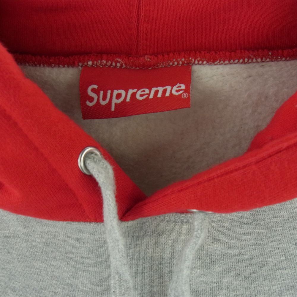 Supreme シュプリーム 21AW Contrast Hooded Sweatshirt コントラスト フーデッド スウェット パーカー グレー系 レッド系 XXL【中古】