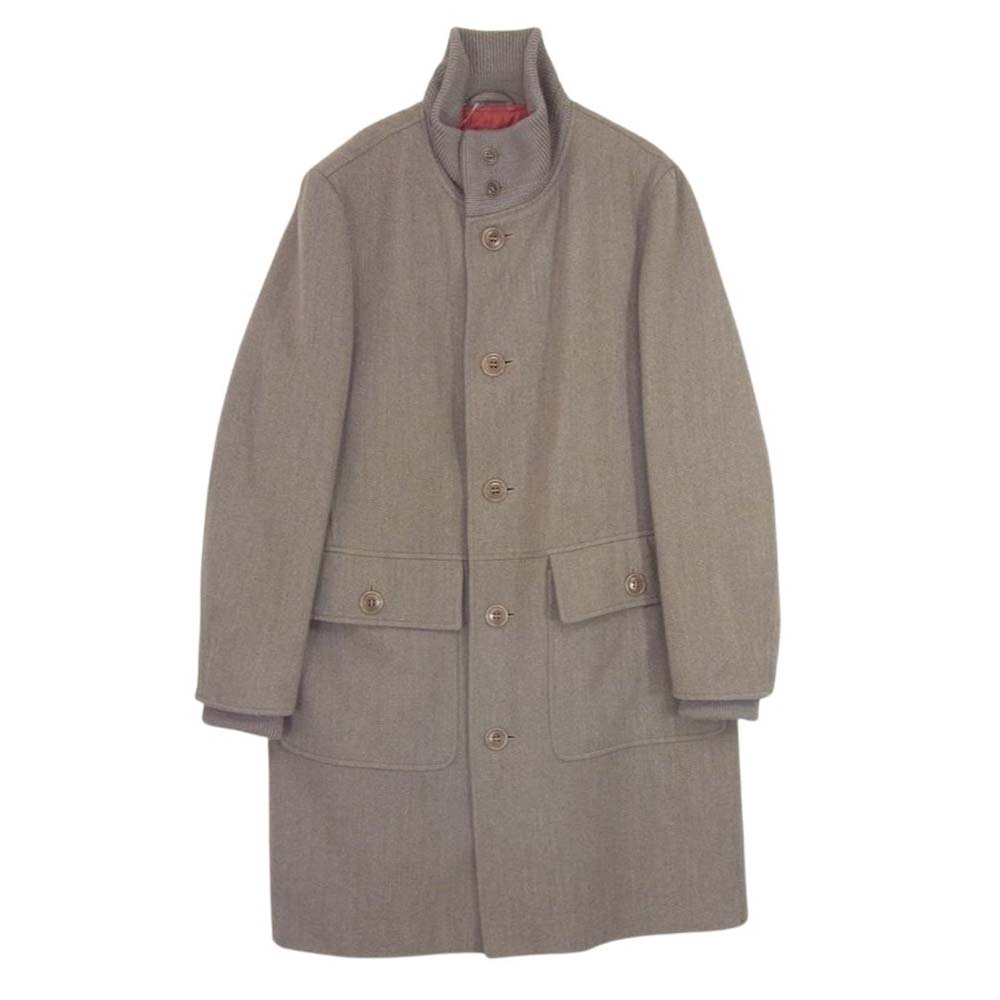 Salvatore Ferragamo サルヴァトーレフェラガモ K1734 裏地シルク ウールコート 襟袖リブ ブラウン系 48【中古】