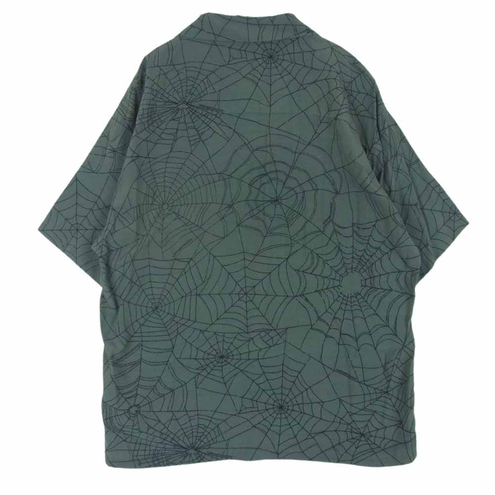 NEIGHBORHOOD ネイバーフッド 23SS 231TSNH-SHM08 SPIDERWEB HAWAIIAN SHIRT SS スパイダーウェブ レーヨンデシン オープンカラー ハワイアン シャツ 半袖 グレー系 M【中古】