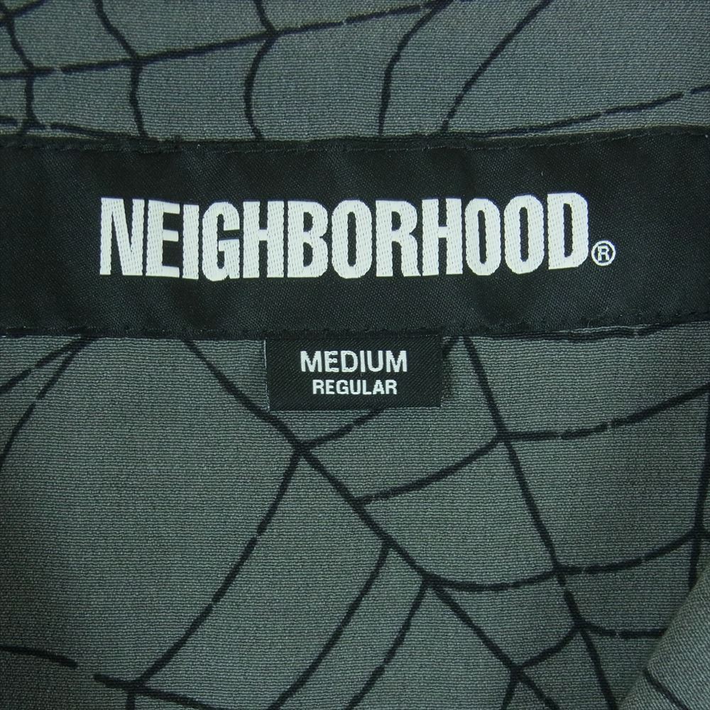 NEIGHBORHOOD ネイバーフッド 23SS 231TSNH-SHM08 SPIDERWEB HAWAIIAN SHIRT SS スパイダーウェブ レーヨンデシン オープンカラー ハワイアン シャツ 半袖 グレー系 M【中古】