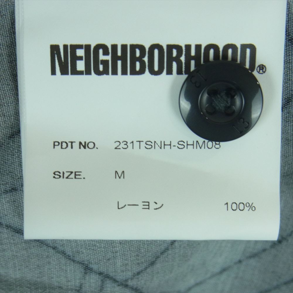 NEIGHBORHOOD ネイバーフッド 23SS 231TSNH-SHM08 SPIDERWEB HAWAIIAN SHIRT SS スパイダーウェブ レーヨンデシン オープンカラー ハワイアン シャツ 半袖 グレー系 M【中古】