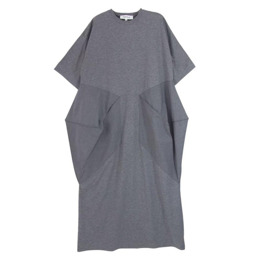 ENFOLD エンフォルド 300HA483-1000 SQUARE DRAPE DRESS スクエア ドレープ 五分袖 ワンピース グレー系 38【極上美品】【中古】