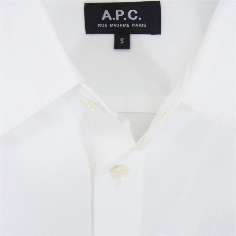 A.P.C. アーペーセー 25082-1-70101 Regular Collar Shirt レギュラーカラーシャツ 長袖シャツ ホワイト系 S【中古】