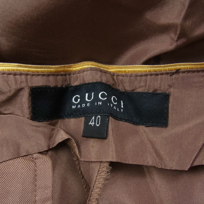 GUCCI グッチ 143654 ZL214 SETA SILK シルク ローライズ ストレート パンツ ブラウン系 40【中古】