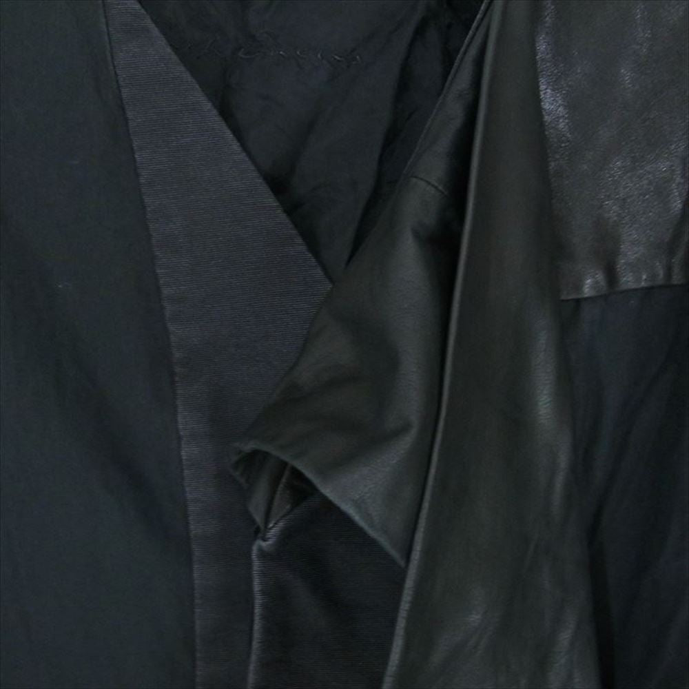 Rick Owens リックオウエンス RO3923 TE レザー 切替 比翼 ロング コート ブラック系 40【中古】
