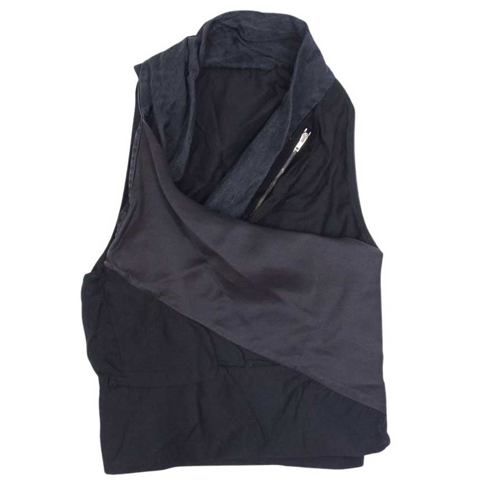 Rick Owens リックオウエンス RU2779  COM レザー 切替 ベストジレ ブラック系 46【中古】