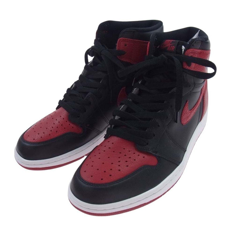 NIKE AIR JORDAN ナイキ ジョーダン 555088-001 AJ1 RETRO HIGH OG BRED エアジョーダン1 スニーカー レッド系 ブラック系 29.5ｃｍ【極上美品】【中古】