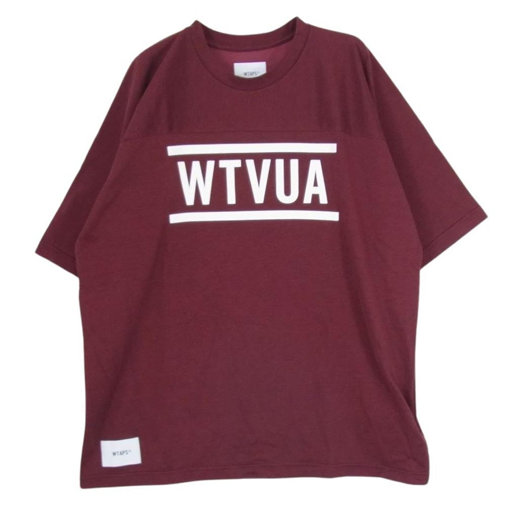 WTAPS ダブルタップス 23ＡＷ 232ATDT-CSM09 RACO BRACKETS ロゴ 半袖 Tシャツ カットソー エンジ系 X03 【美品】【中古】