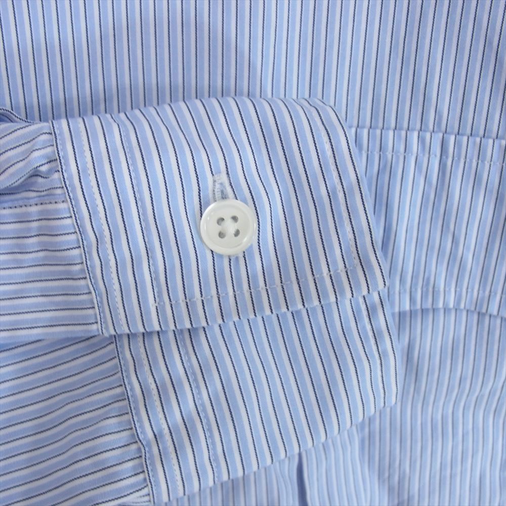PORTER CLASSIC ポータークラシック 24SS PC-016-2212-0040-0012 ROLL UP STRIP SHIRT ロールアップ ストライプ 長袖 シャツ ブルー系 S【新古品】【未使用】【中古】