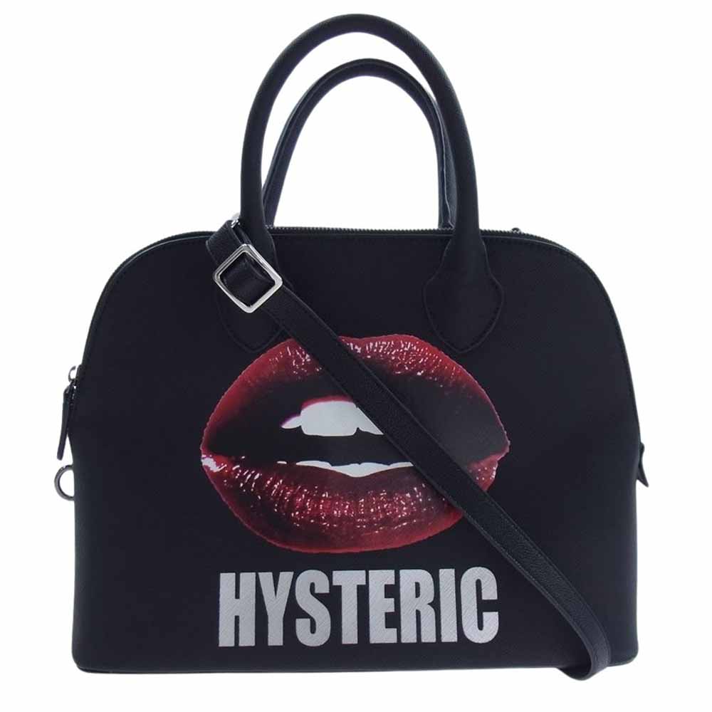 HYSTERIC GLAMOUR ヒステリックグラマー LIP TOPHANDLE リップ ロゴ ハンド 2WAY ショルダーストラップ付き トップハンドル バッグ ブラック系【中古】