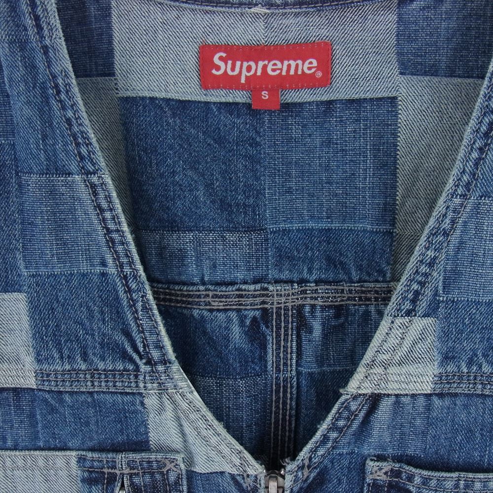 Supreme シュプリーム 21SS Patched Denim Vest パッチワーク デニム ジップアップ ベスト S【中古】