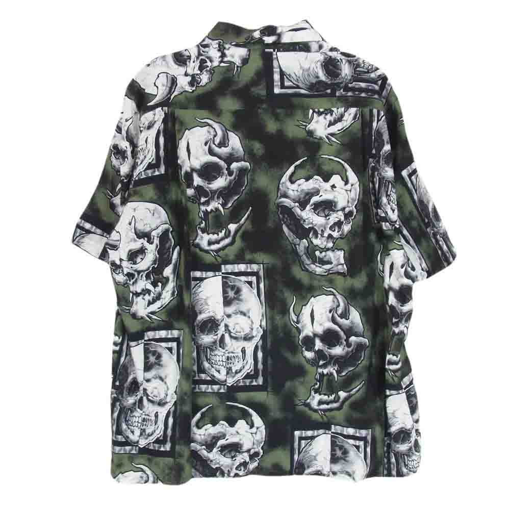 WACKO MARIA ワコマリア 22SS 56TS-WM-HI05 56 TATTOO STUDIO HAWAIIAN SHIRT S/S タトゥースタジオ スカル ハワイアン 半袖 シャツ カーキ系 S【美品】【中古】