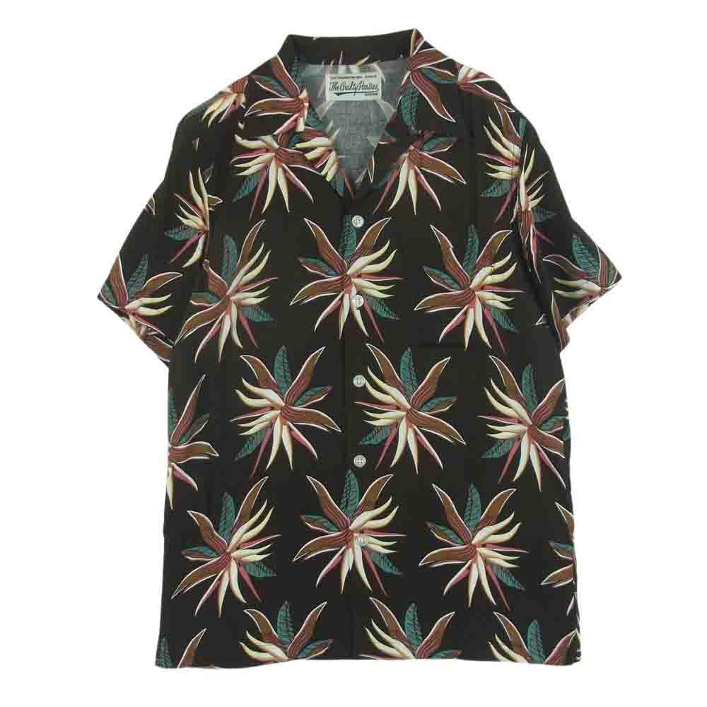 WACKO MARIA ワコマリア HAWAIIAN ハイビスカス レーヨン アロハ オープンカラー 半袖 ハワイアン シャツ ダークブラウン系 M【中古】