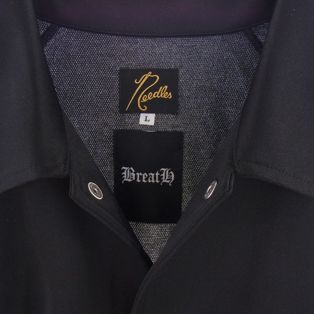 Needles ニードルス MR494 × BREATH ブレス COACH TRACK JACKET コーチ トラック ジャケット サイドライン ロゴ刺繍 ジャージ ブラック系 L【中古】