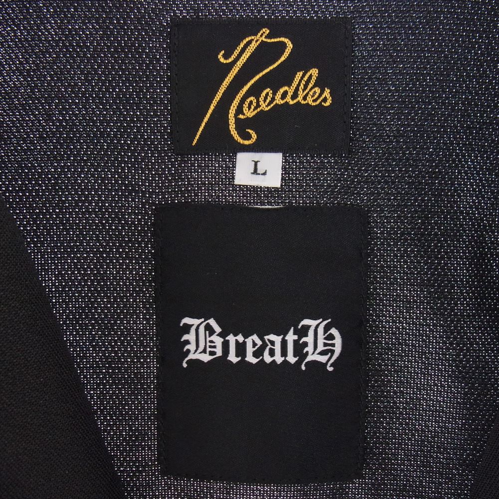Needles ニードルス MR494 × BREATH ブレス COACH TRACK JACKET コーチ トラック ジャケット サイドライン ロゴ刺繍 ジャージ ブラック系 L【中古】