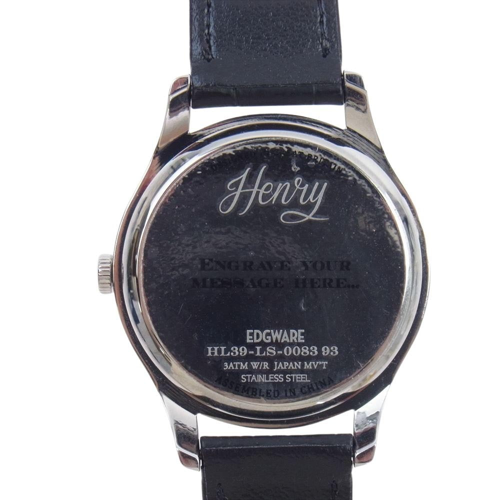ヘンリーロンドン HL39-LS-0083 ムーンフェイズ シルバー文字盤 クォーツ 腕時計 SHIPS限定モデル 黒レザーベルト ※不動【中古】