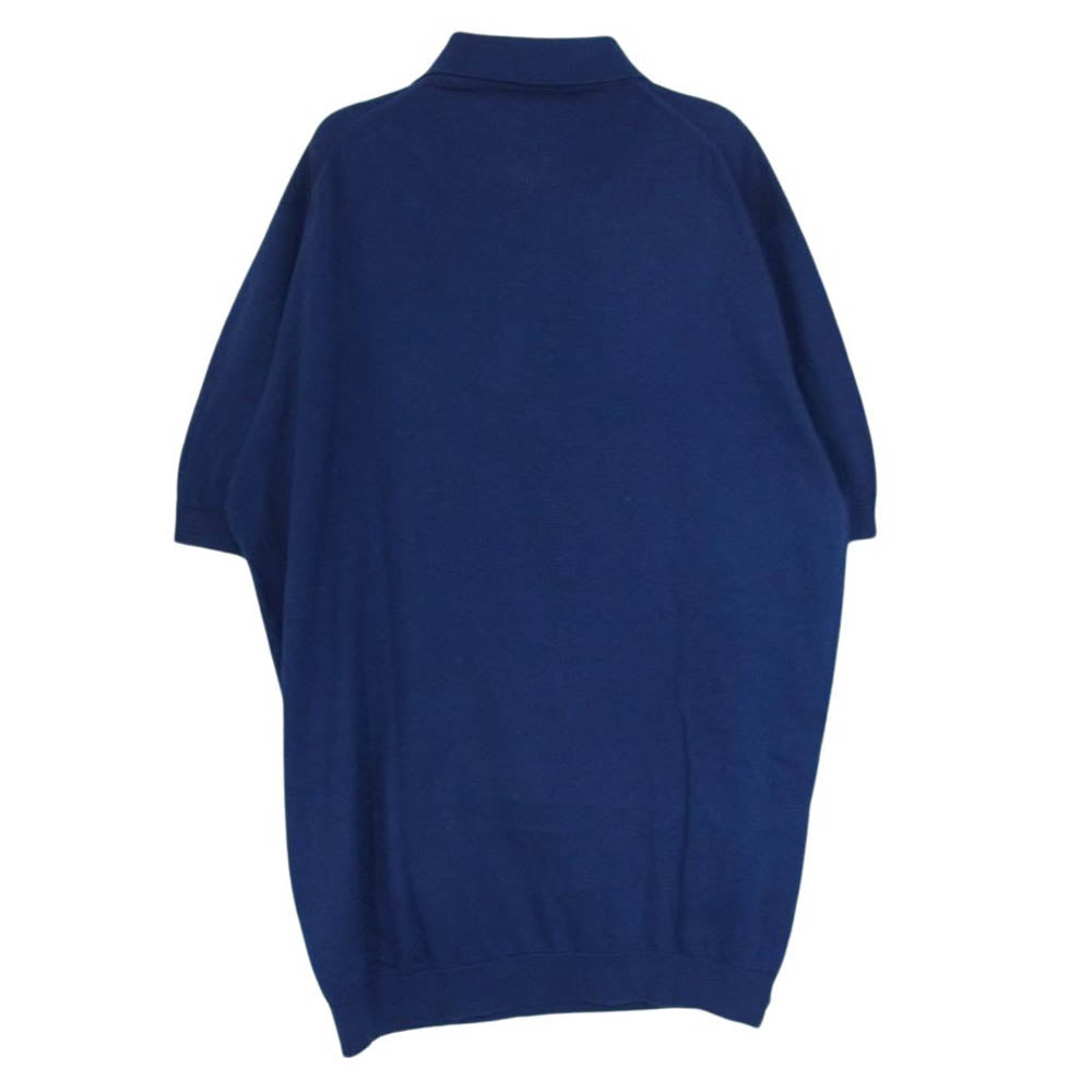 JOHN SMEDLEY ジョンスメドレー 英国製 コットン ニット ポロシャツ ネイビー系 L【中古】