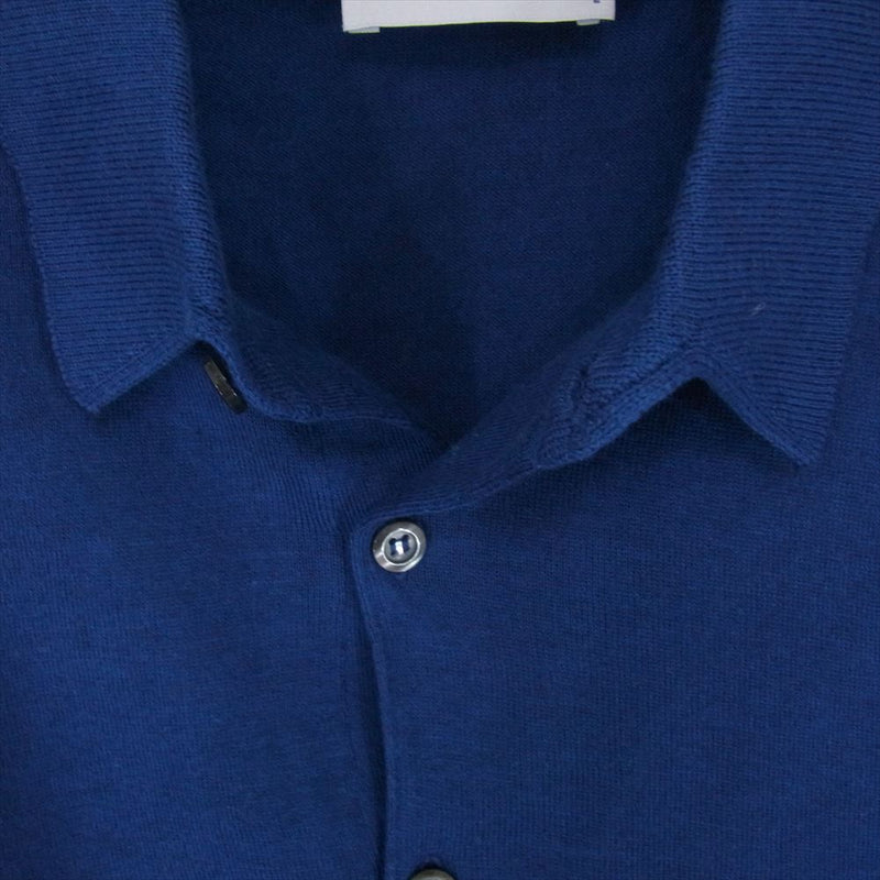 JOHN SMEDLEY ジョンスメドレー 英国製 コットン ニット ポロシャツ ネイビー系 L【中古】