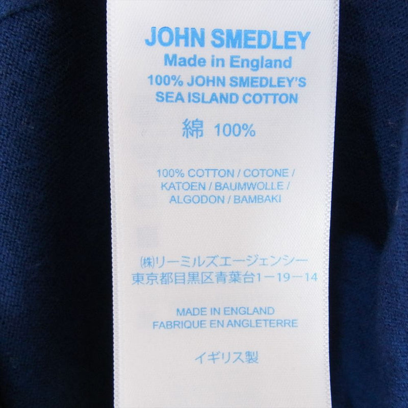 JOHN SMEDLEY ジョンスメドレー 英国製 コットン ニット ポロシャツ ネイビー系 L【中古】