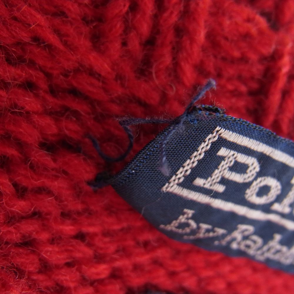 POLO RALPH LAUREN ポロ・ラルフローレン HAND KNIT ハンドニット ウール ニット セーター レッド レッド系 L【中古】