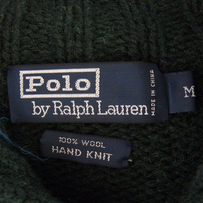 POLO RALPH LAUREN ポロ・ラルフローレン HAND KNIT ハンドニット SKI スキー柄 ウール ニット カーディガン グリーン系 M【中古】