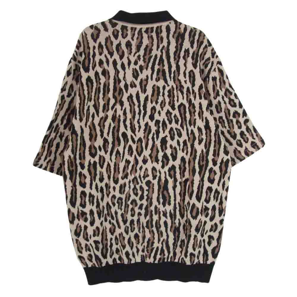 WACKO MARIA ワコマリア 22SS LEOPARD KNIT JAQUARD POLO SHIRT レオパード柄 ジャガード ニット  ポロシャツ ブラウン系 S【中古】