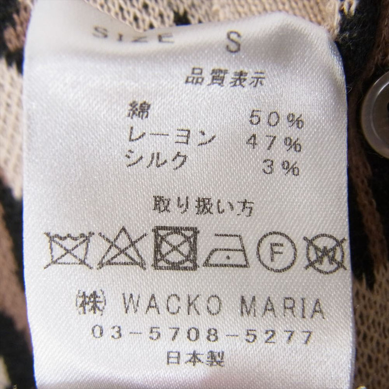 WACKO MARIA ワコマリア 22SS LEOPARD KNIT JAQUARD POLO SHIRT レオパード柄 ジャガード ニット ポロシャツ ブラウン系 S【中古】