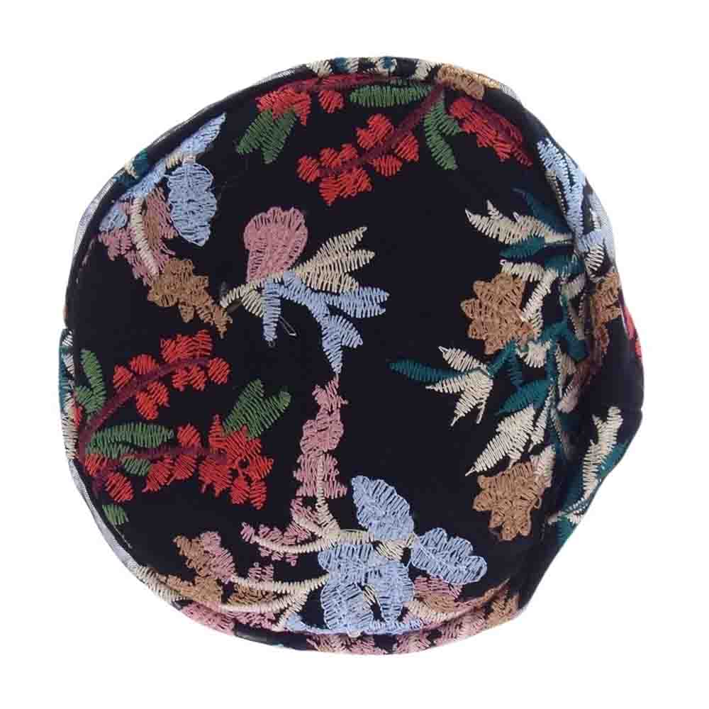 ツル バイ マリコオイカワ  巾着 バッグ 刺繍 花柄 植物柄 ブラック系【極上美品】【中古】