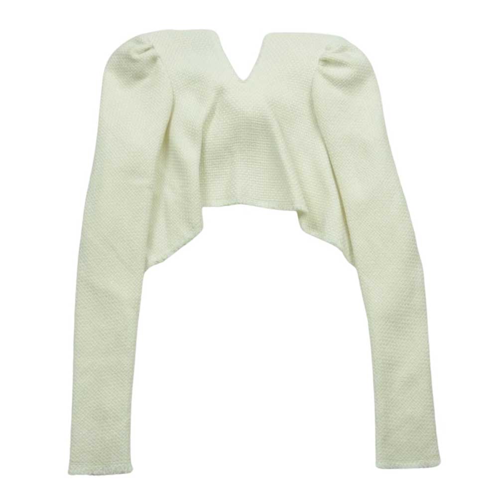 ミオズモーキー MIO-232ST005 TWEED BACK OPEN TOP ツイード トップス ニット オフホワイト系 00【極上美品】【中古】