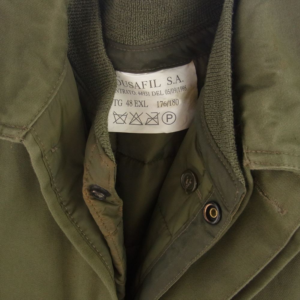 イタリア軍 90s キルティング ライナー付き ミリタリー モッズ ハーフ コート ジャケット  カーキ系 48【中古】