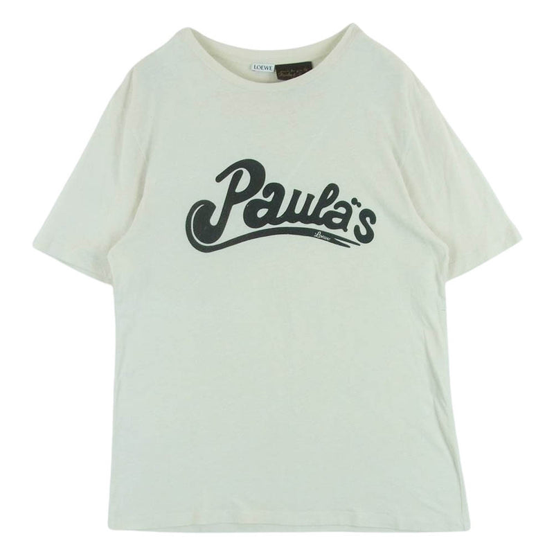 LOEWE ロエベ PAULA'S IBIZA パウラズ イビザ ロゴプリント ネップ加工 半袖 Tシャツ オフホワイト系 M【中古】