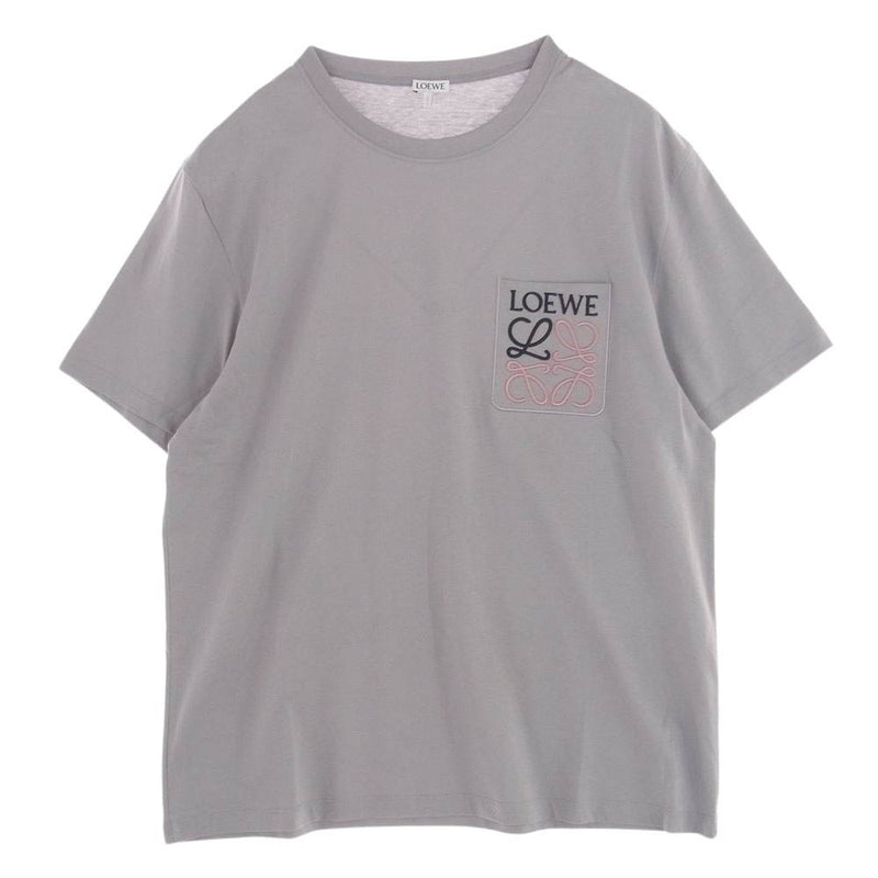 LOEWE ロエベ 24SS リラックス フィット Tシャツ ポケット アナグラム ロゴ 刺繍 グレー系 L【新古品】【未使用】【中古】