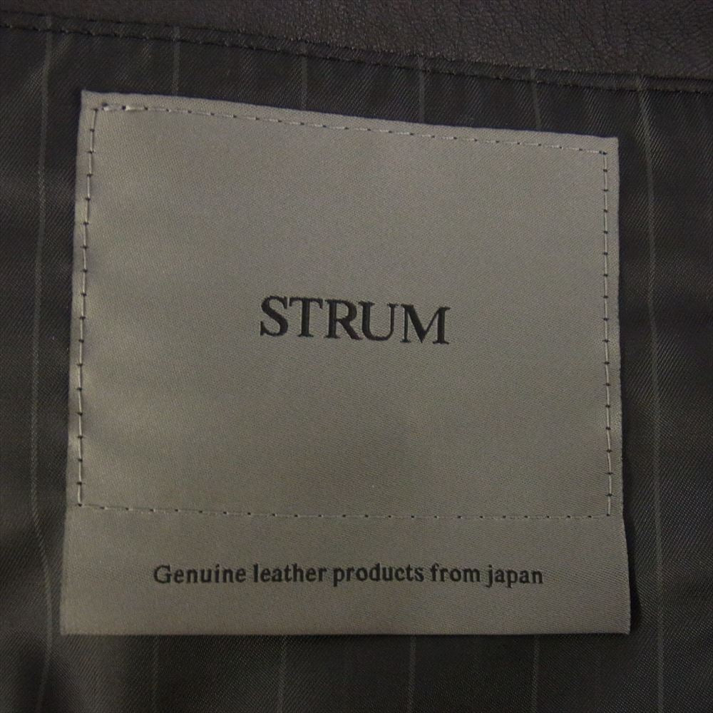 STRUM ストラム 24SS STL066-07LB ラムレザー MA1型 ブルゾン リブ ジャケット ボンバージャケット ブラック系 XL【美品】【中古】