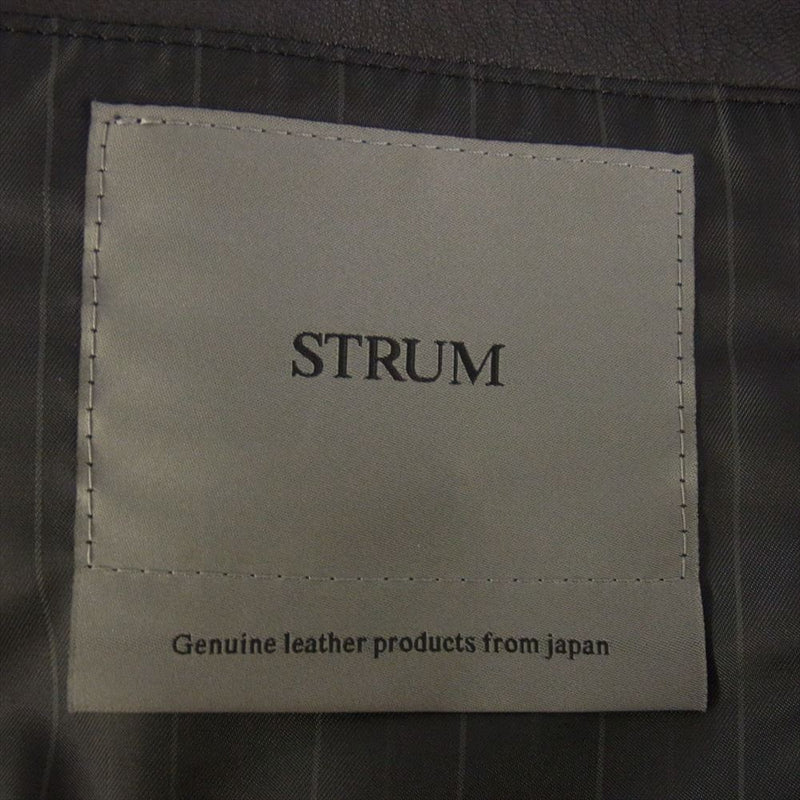 STRUM ストラム 24SS STL066-07LB ラムレザー MA1型 ブルゾン リブ ジャケット ボンバージャケット ブラック系 XL【美品】【中古】