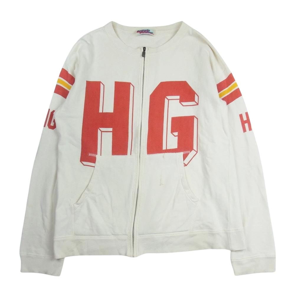 HYSTERIC GLAMOUR ヒステリックグラマー HG ロゴ ジップアップ スウェット ジャケット ホワイト系 F【中古】