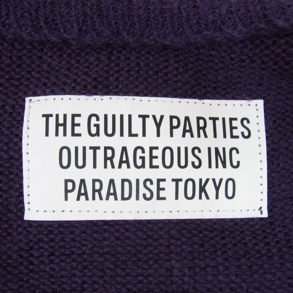 WACKO MARIA ワコマリア 21AW MOHAIR KNIT CARDIGAN モヘア ニット カーディガン パープル系 L【中古】