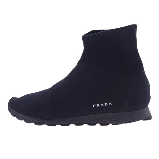 PRADA プラダ 4T3365 ハイカット ソックス スニーカー ブラック系 7【中古】