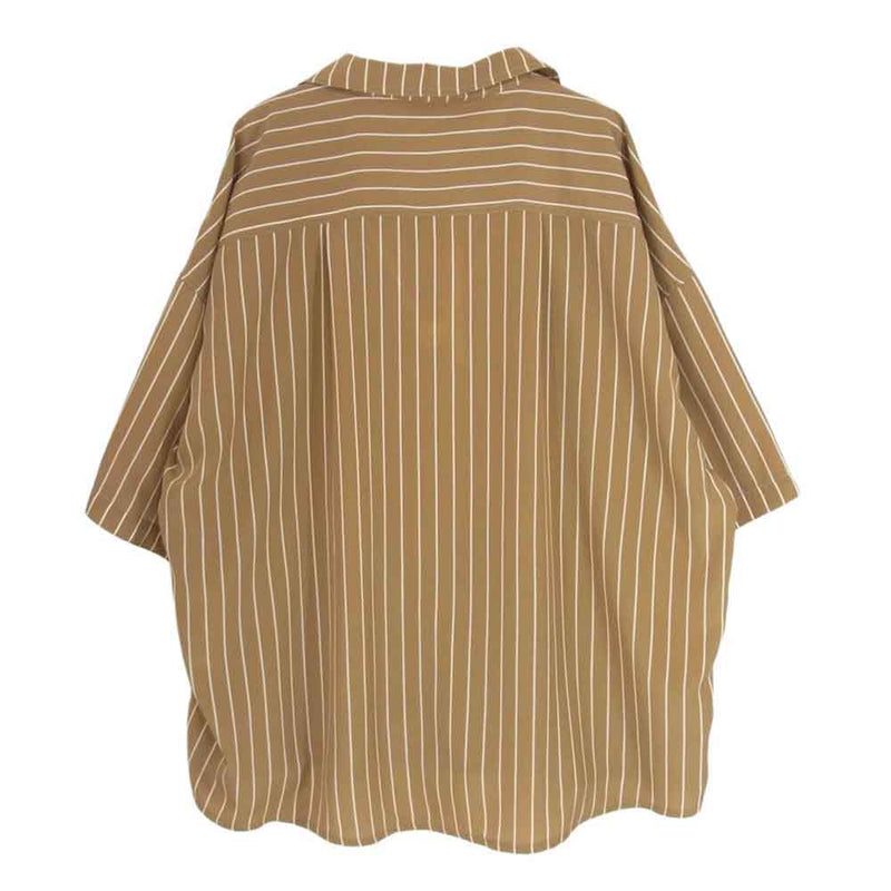 ウェンズデイ PULLOVER S/S PINSTRIPE SHIRT ピンストライプ オープンカラー 半袖 シャツ ベージュ系 L【新古品】【未使用】【中古】