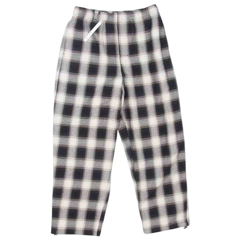 ウェンズデイ wzd-S6-3026 RELAX EASY CHECK PANTS リラックス 裾ドローコード イージー ヘリンボーン×チェック パンツ ホワイト ブラック系 M【新古品】【未使用】【中古】