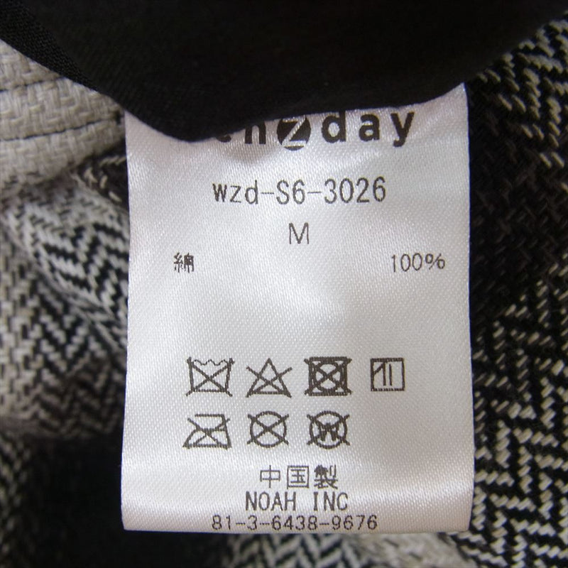 ウェンズデイ wzd-S6-3026 RELAX EASY CHECK PANTS リラックス 裾ドローコード イージー ヘリンボーン×チェック パンツ ホワイト ブラック系 M【新古品】【未使用】【中古】