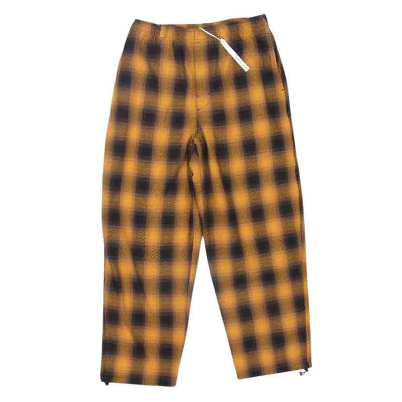 ウェンズデイ wzd-S6-3026 RELAX EASY CHECK PANTS リラックス 裾ドローコード イージー ヘリンボーン チェック パンツ イエロー系 M【新古品】【未使用】【中古】