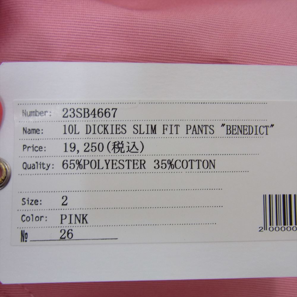ベドウィンアンドザハートブレイカーズ 23SS 23SB4667 × Dickies ディッキーズ 10L SLIM FIT PANTS BENEDICT スリムフィット ストレート パンツ ピンク系 2【新古品】【未使用】【中古】