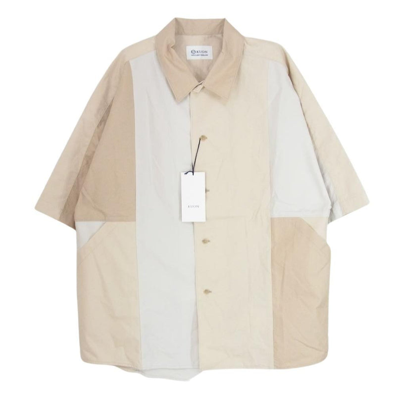 クオン 24SS 114SH051313 Kite Shirt S/S パターン切替 半袖 シャツ ベージュ ベージュ系 S【新古品】【未使用】【中古】